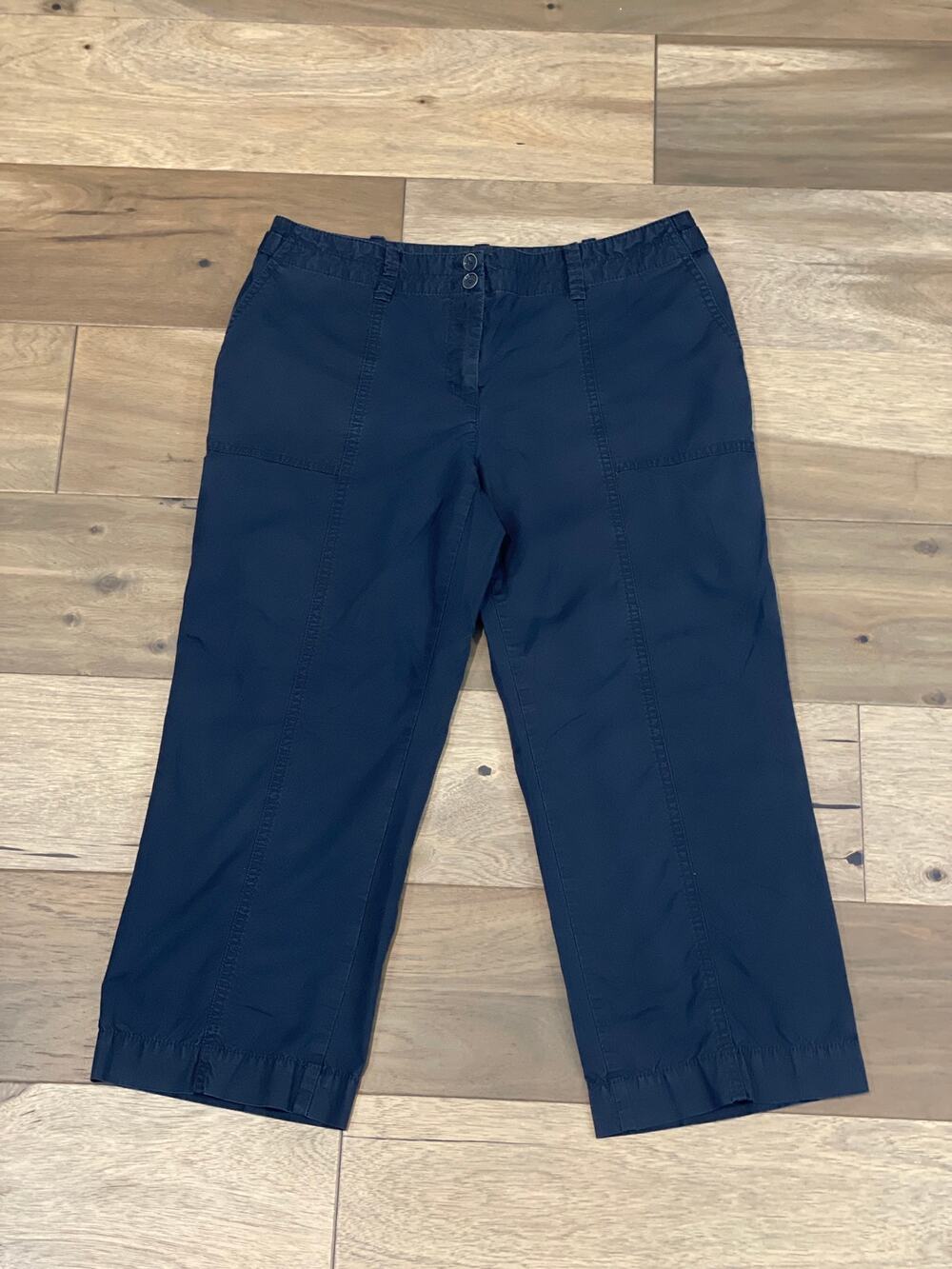 Talbots Signature Cropped Lightweight Navy Cotton Pants Size 8P Causal
